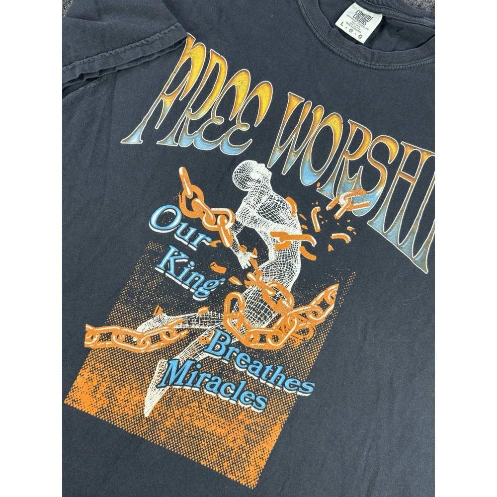 Free Worship Graphic T Shirt Mens Large Christian Faith Jesus Vintage Style
